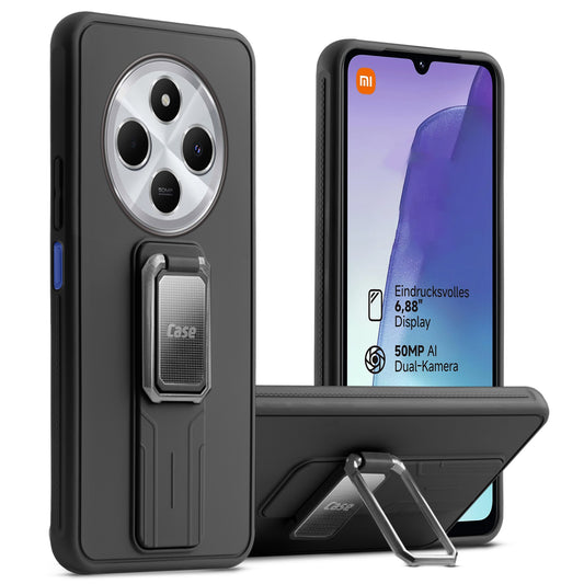 Premium Silicone Case with Metal Kickstand and Camera Protection Back Cover For Redmi A4 5G