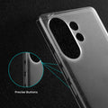 Close-up view of transparent case showing precise button cutouts and responsive side button coverage for Vivo T4 Pro 5G