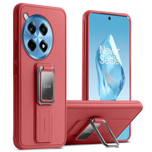Premium Silicone Case with Metal Kickstand and Camera Protection Back Cover For OnePlus 12R 5G