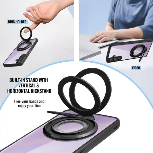 Soft Frame Clear Case Ring Holder Kickstand For Samsung M15 5G
