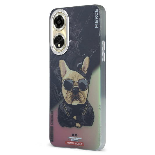 Night Glow & Shiny Hard Phone Cover with Silver Camera Ring For Oppo A59 5G