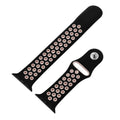 Dual tone silicone Apple Watch strap in Black and Pink, size 42mm, shown in detached parts view