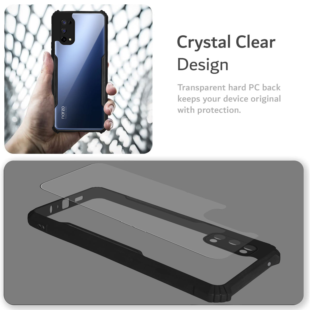 Premium Acrylic Transparent Back Cover for Realme Narzo 30 Pro