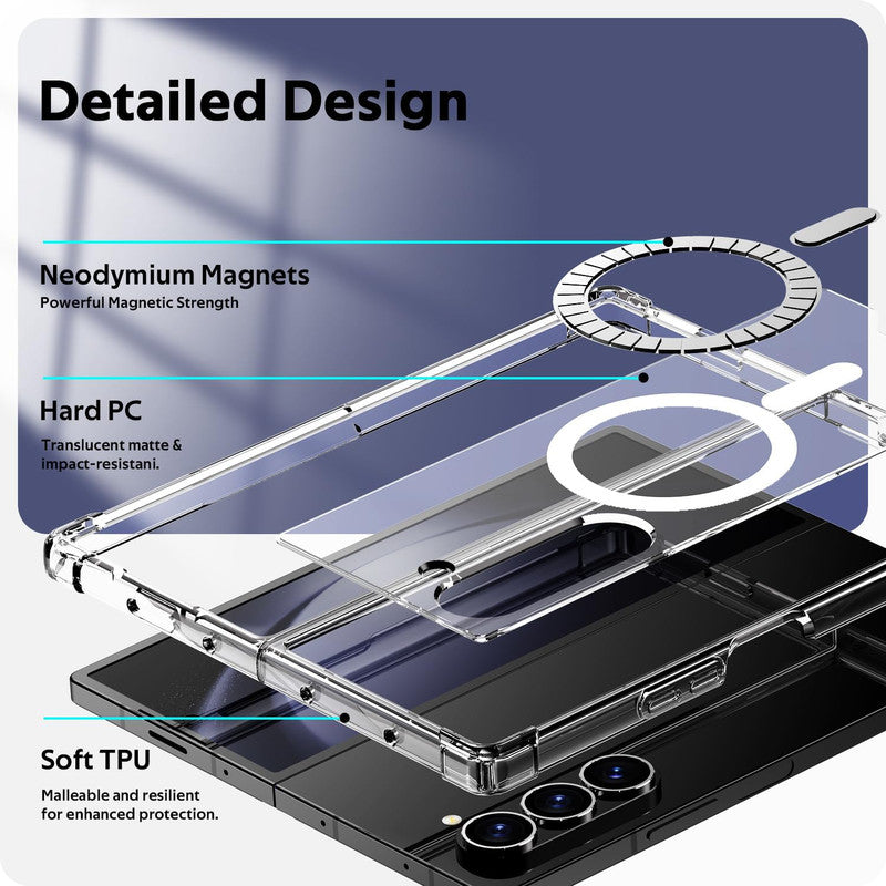 High Quality Wireless Charging Support Transparent Back Case for Samsung Z Fold 6