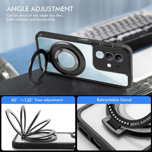 Silicone Grip Clear Case Ring Holder Kickstand For Vivo T4x 5G