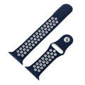 Dual tone silicone Apple Watch strap in Orange and Grey, size 42mm, shown in detached parts view