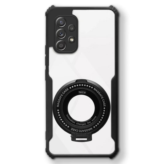 Premium Acrylic Transparent Case with Matte Ring Holder Kickstand Back Cover for Samsung A52 5G