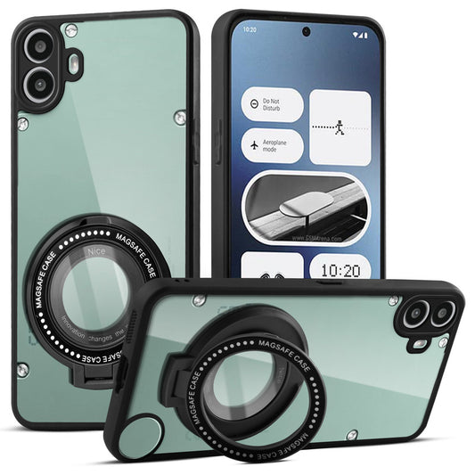 Transparent Back Cover with Silicone frame Matte Ring Holder Kickstand Case For CMF By Nothing Phone 1