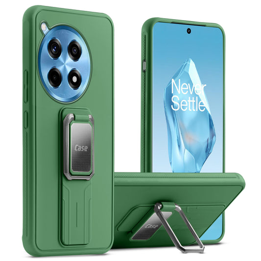 Premium Silicone Case with Metal Kickstand and Camera Protection Back Cover For OnePlus 12R 5G