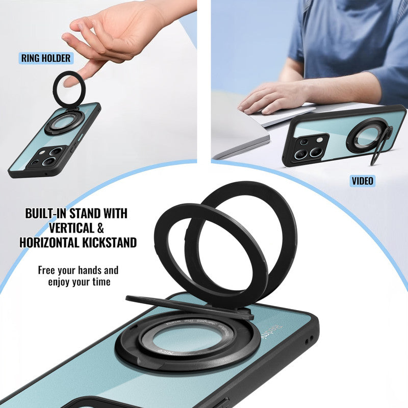 Soft Frame Clear Case Ring Holder Kickstand For Redmi Note 13 5G