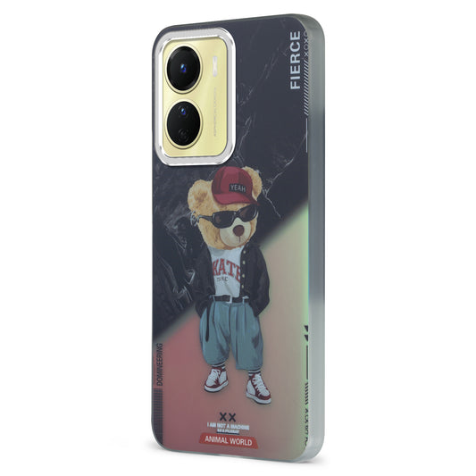 Night Glow & Shiny Hard Phone Cover with Silver Camera Ring For Vivo Y16