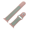 Dual tone silicone Apple Watch strap in Red and Black, size 42mm, shown in detached parts view