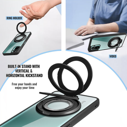Soft Frame Clear Case Ring Holder Kickstand For Redmi Note 10