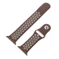 Dual tone silicone Apple Watch strap in Brown Cream, size 42mm, shown in detached parts view