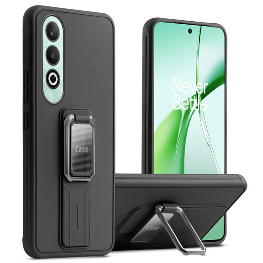 Premium Silicone Case with Metal Kickstand and Camera Protection Back Cover For OnePlus Nord CE 4 5G