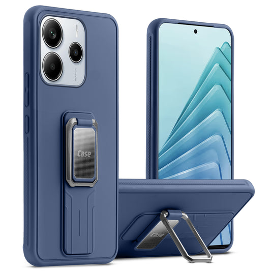 Premium Silicone Case with Metal Kickstand and Camera Protection Back Cover For Redmi Note 14 5G