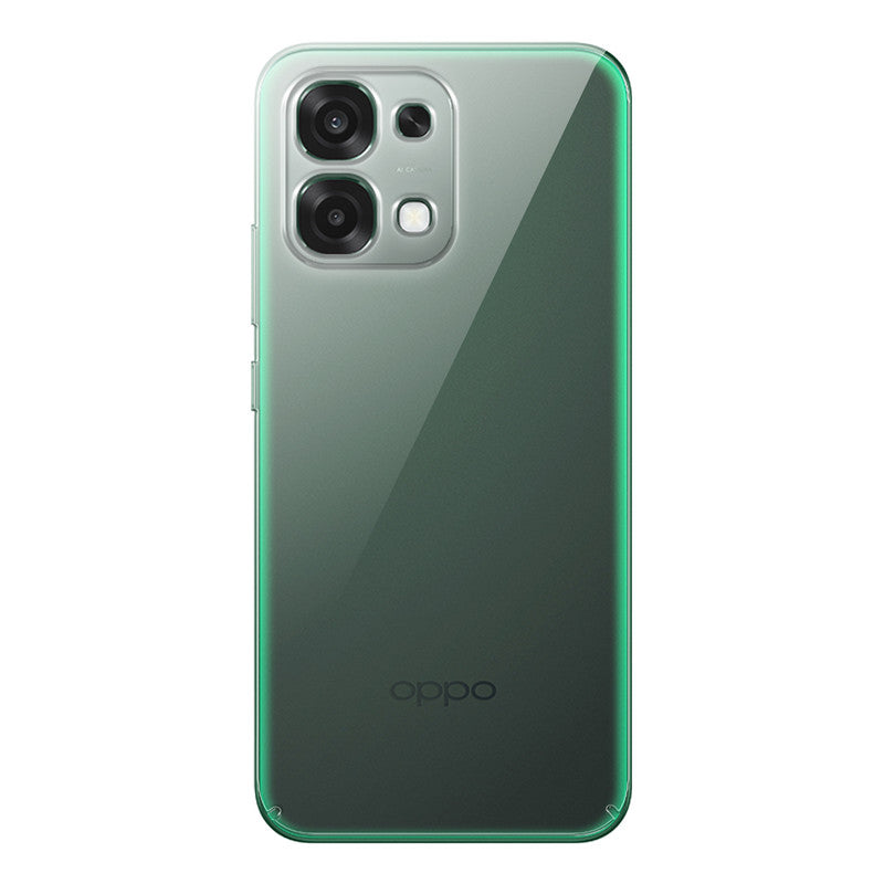 Back view of Oppo F33 5G showing camera module and clean rear design with protective case