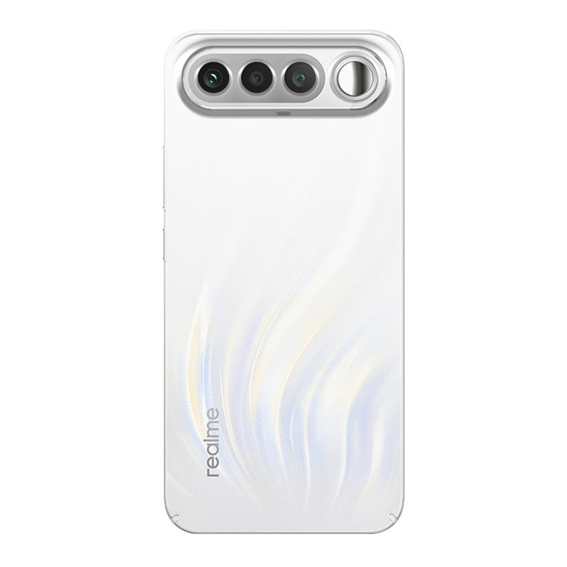 Back view of Realme 16 5G showing camera module and clean rear design with protective case