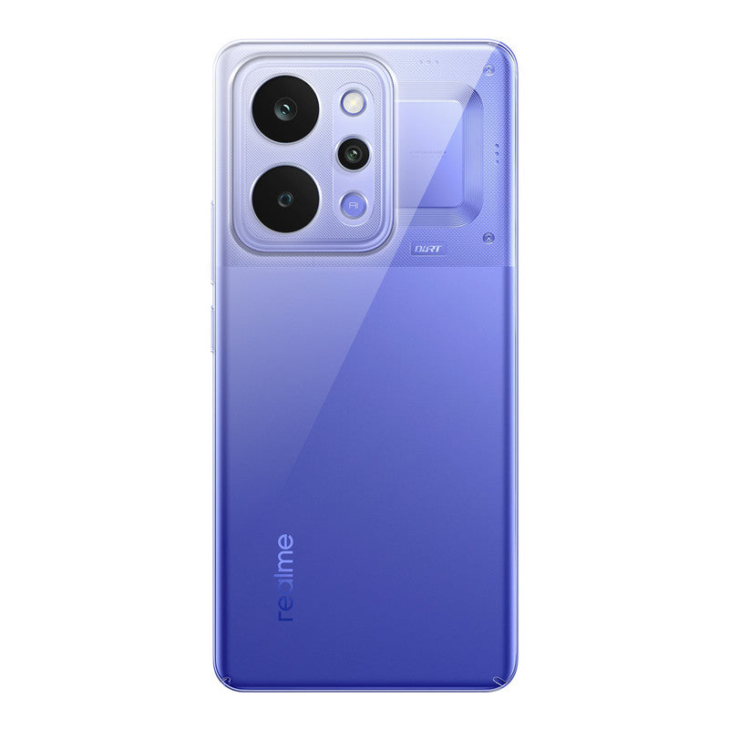 Back view of Realme P4 Power 5G showing camera module and clean rear design with protective case