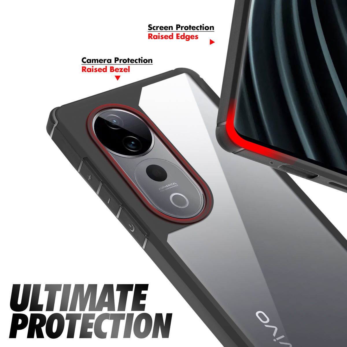 Silicone Border Transparent Back Cover for Vivo T3 Ultra 5G