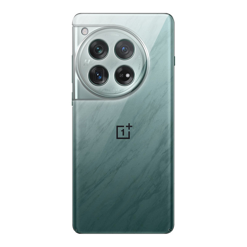 Back view of OnePlus 12R 5G showing camera module and clean rear design with protective case