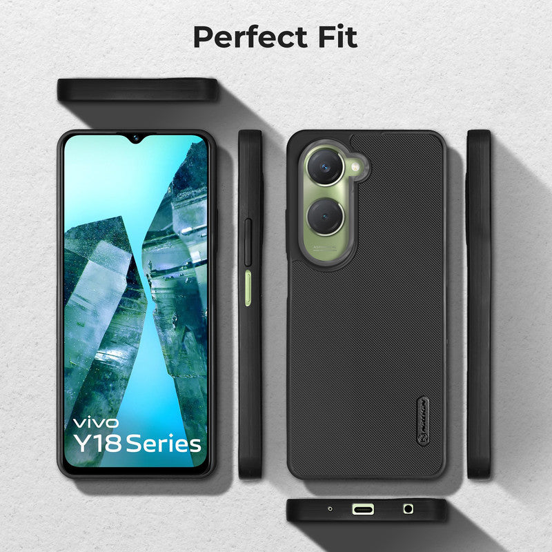 Dotted Silicon With Matt Ring Camera Protection Back Case Cover for Vivo Y18