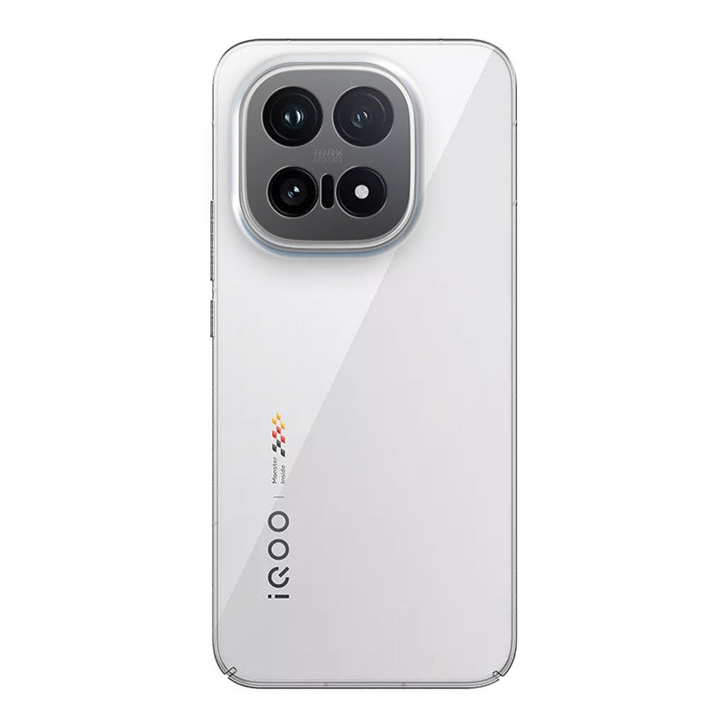 Back view of iQOO 15 5G showing camera module and clean rear design with protective case