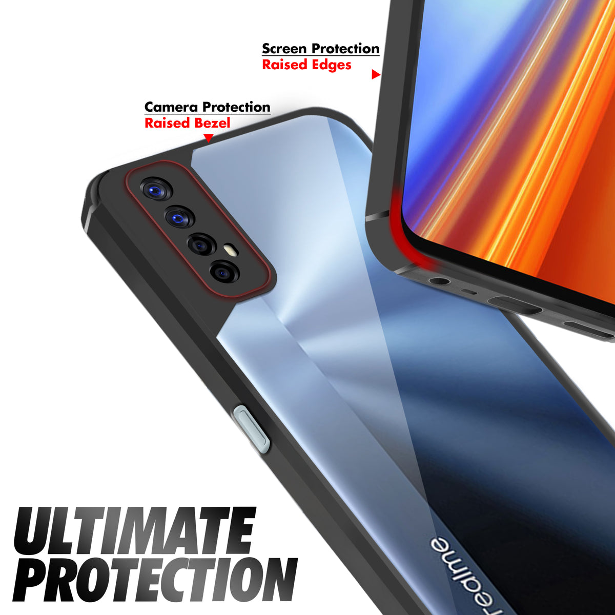 Silicone Border Transparent Back Cover for Realme 7 4G