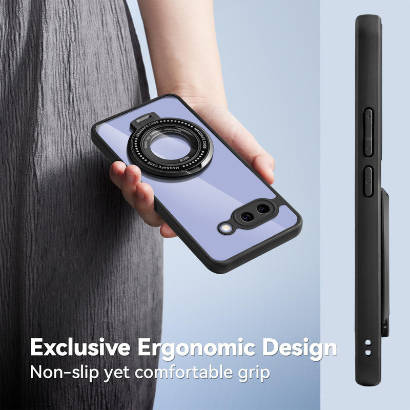 Soft Frame Clear Case Ring Holder Kickstand For Google Pixel 9A