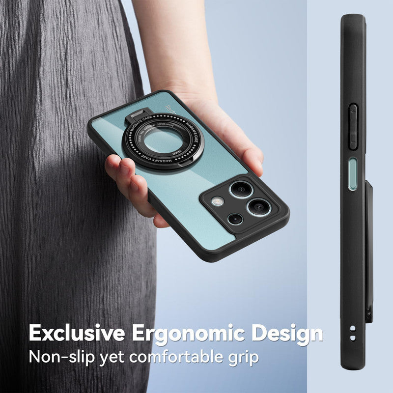 Soft Frame Clear Case Ring Holder Kickstand For Redmi Note 13 5G