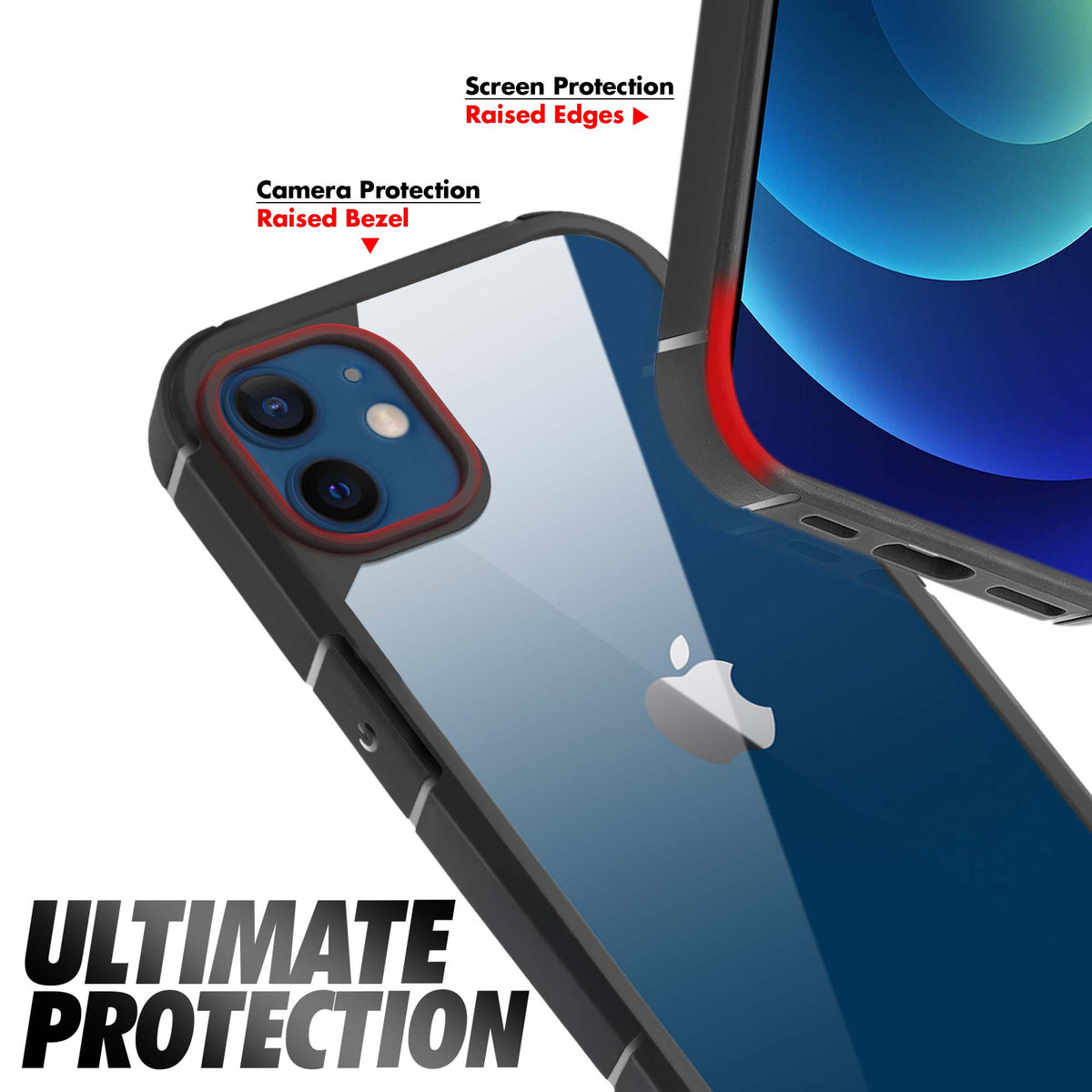 Silicone Border Transparent Back Cover for Apple iPhone 12