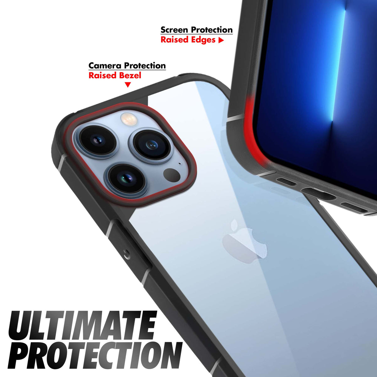 Silicone Border Transparent Back Cover for Apple iPhone 13 Pro