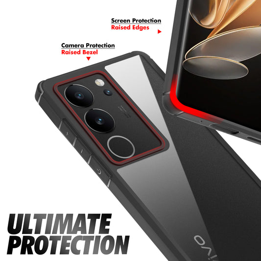 Silicone Frame Transparent Hard Back Cover for Vivo V29 5G