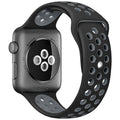 dualtone Silicone strap in Black and Grey, size 42mm, attached to Apple Watch back sensor view