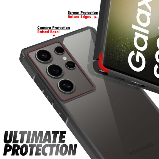 Silicone Frame Transparent Hard Back Cover for Samsung S23 Ultra 5G