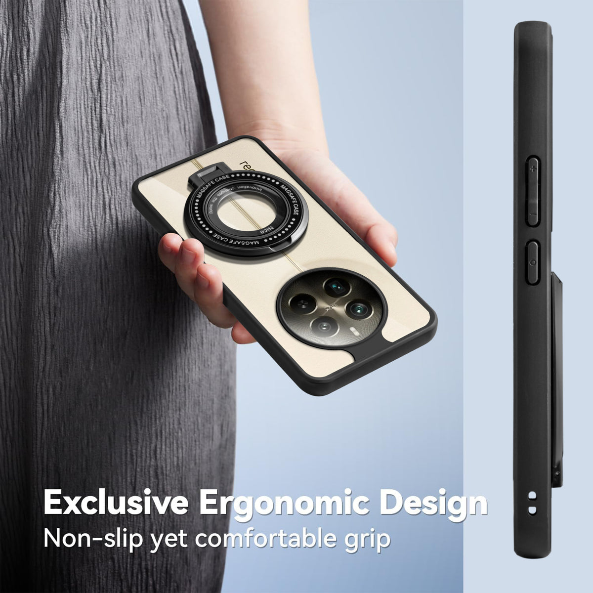 Soft Frame Clear Case Ring Holder Kickstand For Realme 12 Pro 5G