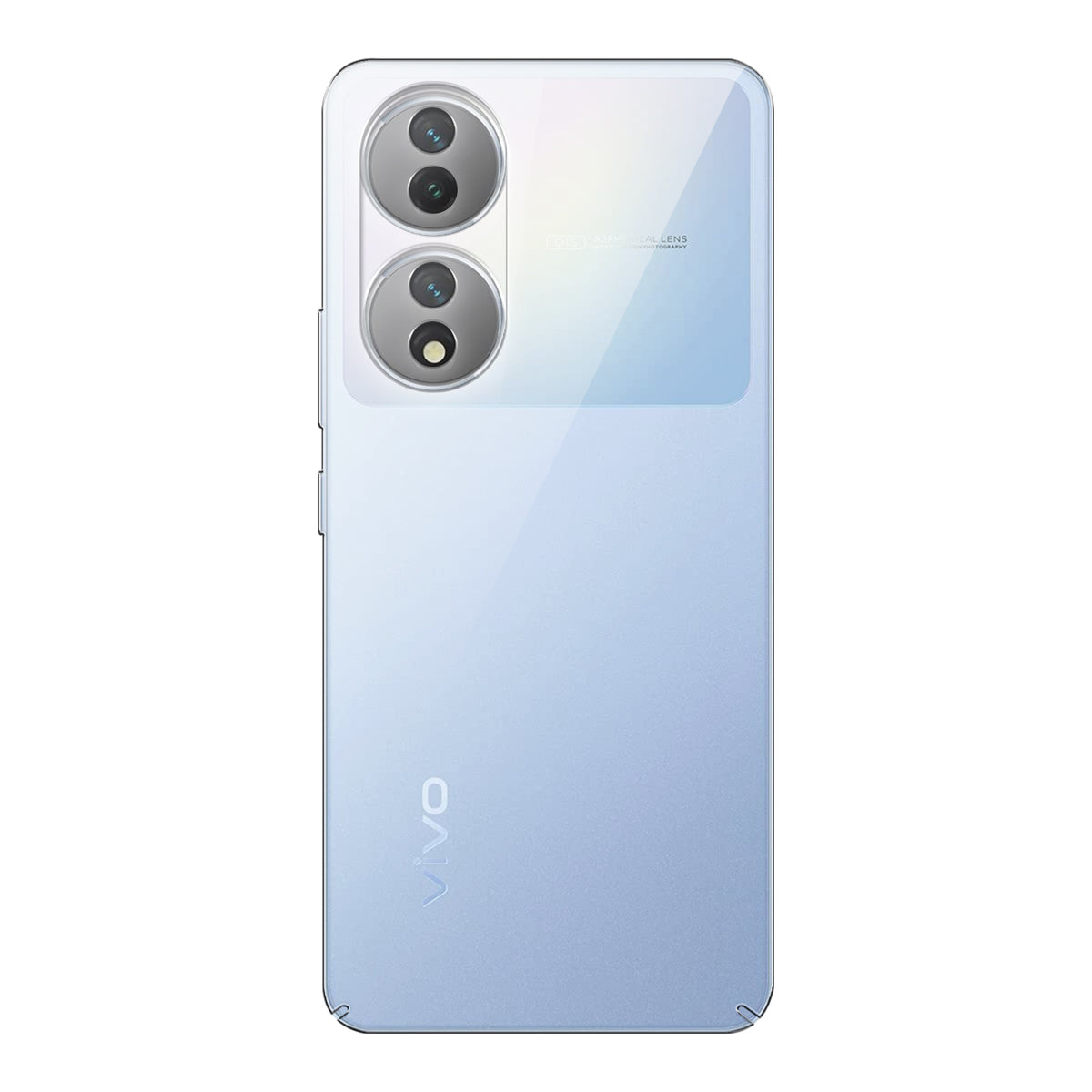 Back view of Vivo T2 5G showing camera module and clean rear design with protective case