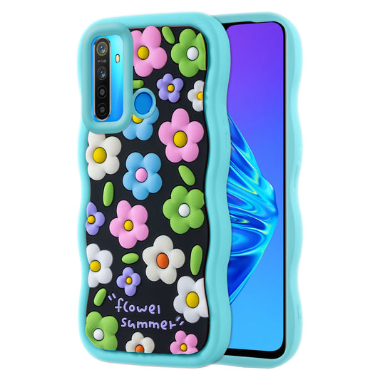 3D Silicone Soft Wave Edges Mobile Back Case For Realme 5