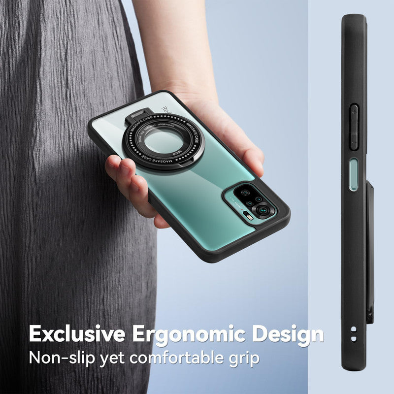 Soft Frame Clear Case Ring Holder Kickstand For Redmi Note 10