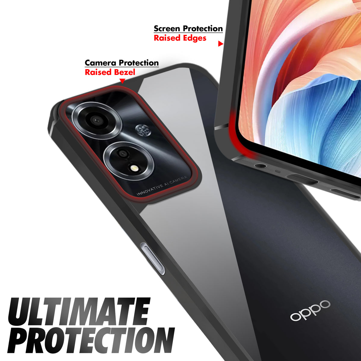 Silicone Border Transparent Back Cover for Oppo A59 5G
