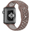dualtone Silicone strap in Brown Cream, size 42mm, attached to Apple Watch back sensor view