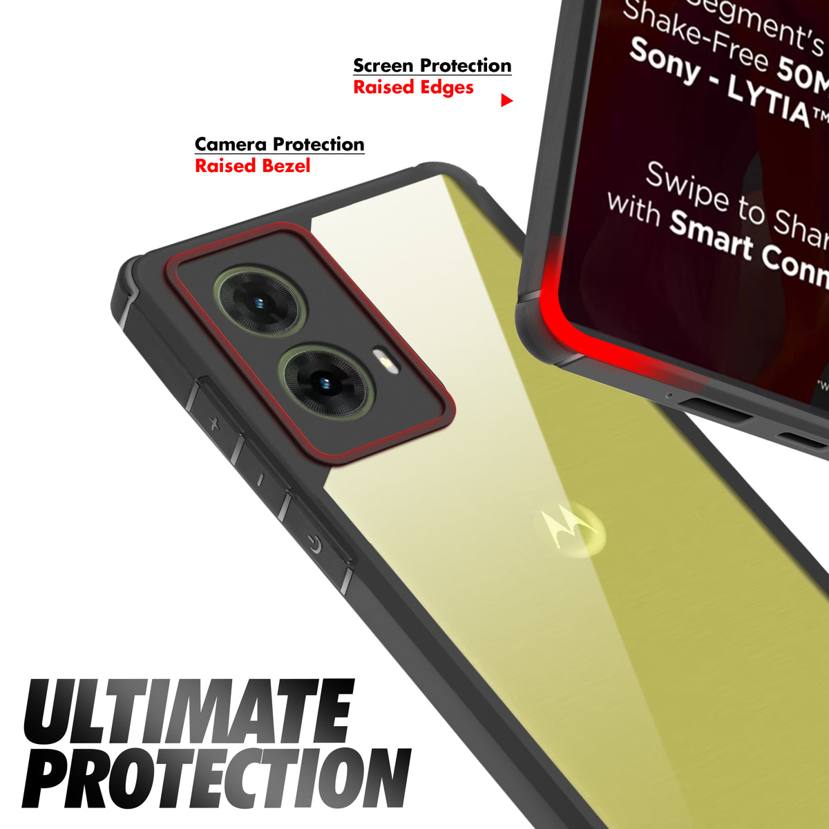 Silicone Border Transparent Back Cover for Motorola G85