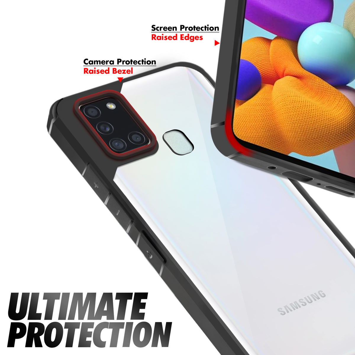 Silicone Border Transparent Back Cover for Samsung A21S