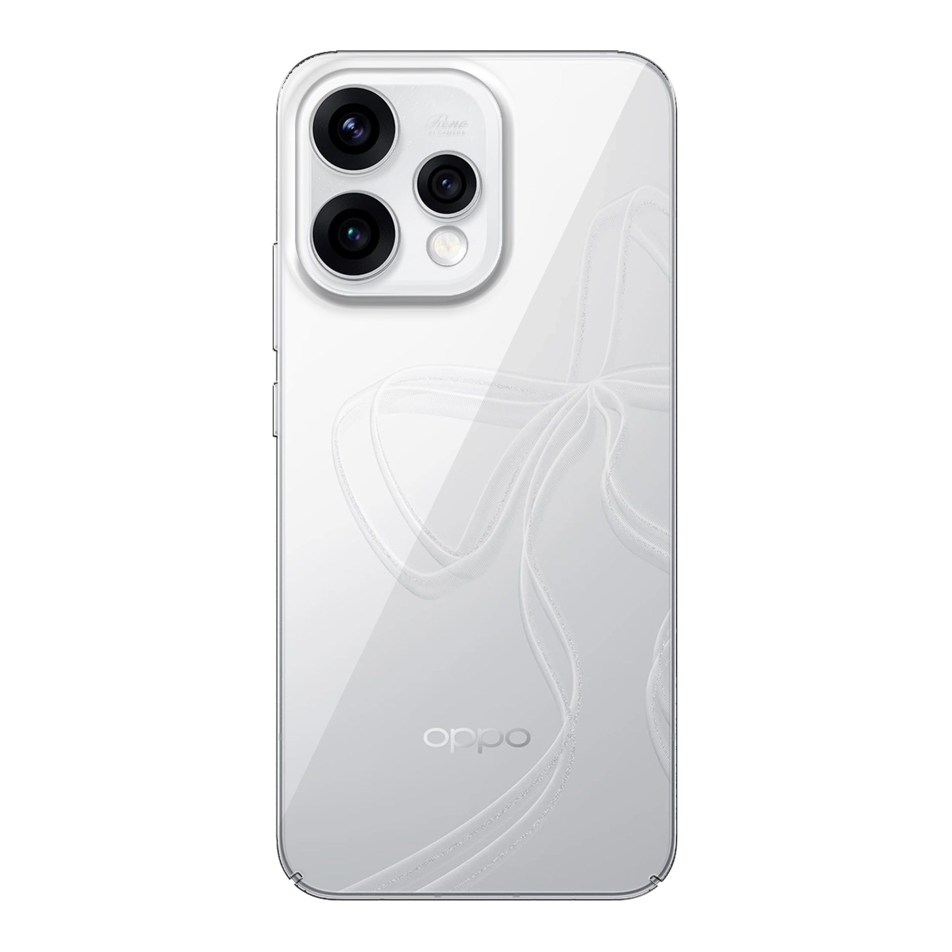 Back view of Oppo Reno 15 5G showing camera module and clean rear design with protective case
