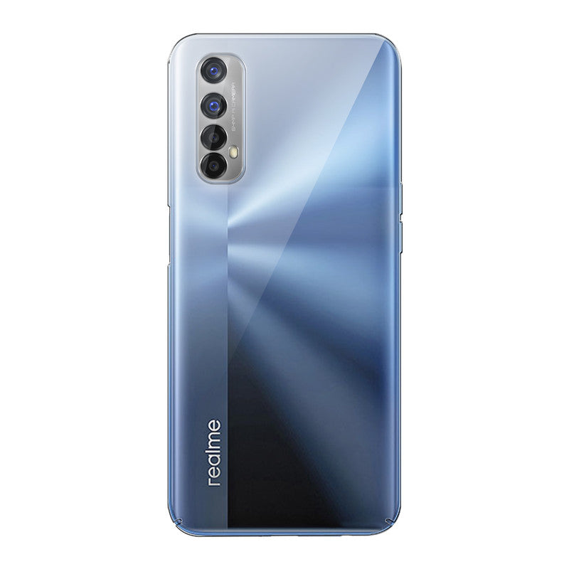 Back view of Realme 7 showing camera module and clean rear design with protective case