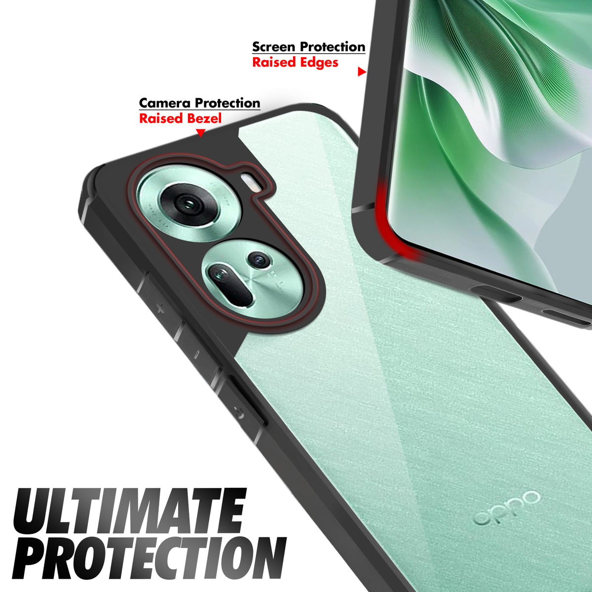 Silicone Border Transparent Back Cover for Oppo Reno 11 5G