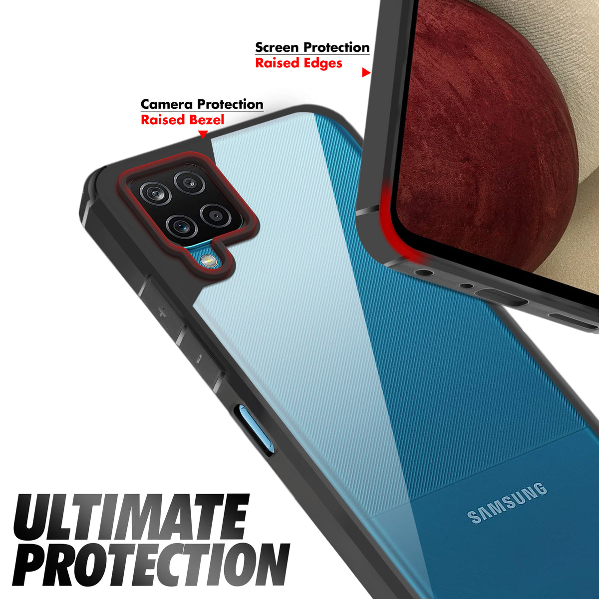 Silicone Border Transparent Back Cover for Samsung A12