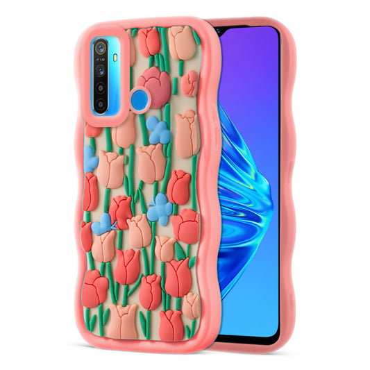 3D Silicone Soft Wave Edges Mobile Back Case For Realme 5