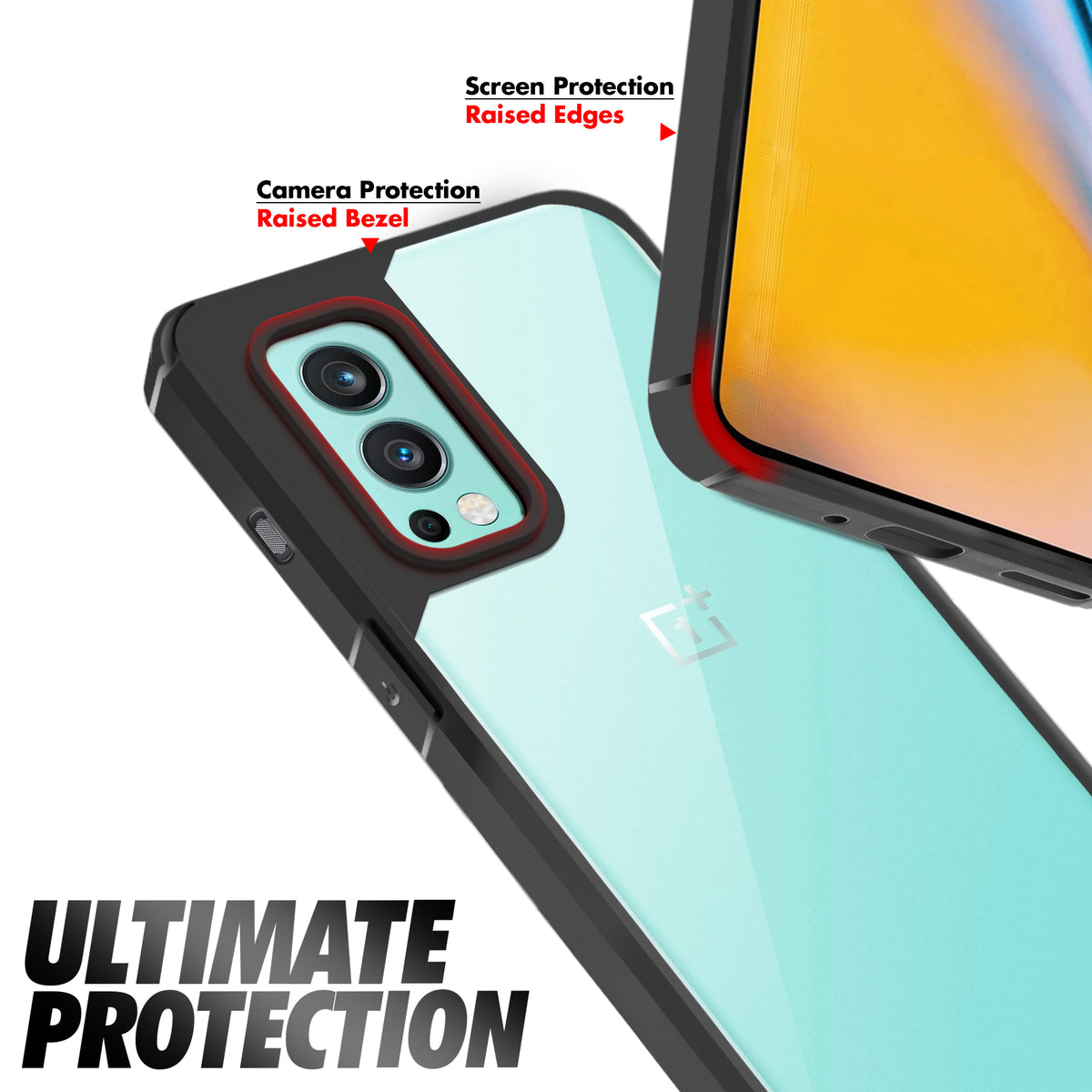 Silicone Frame Transparent Hard Back Cover for Oneplus Nord 2 5G