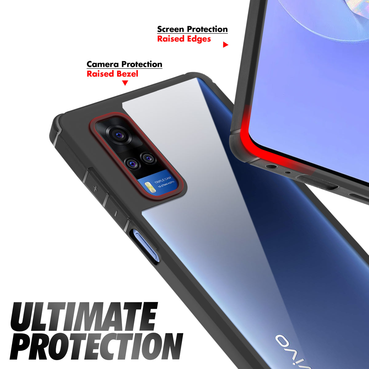Silicone Frame Transparent Hard Back Cover for Vivo Y31